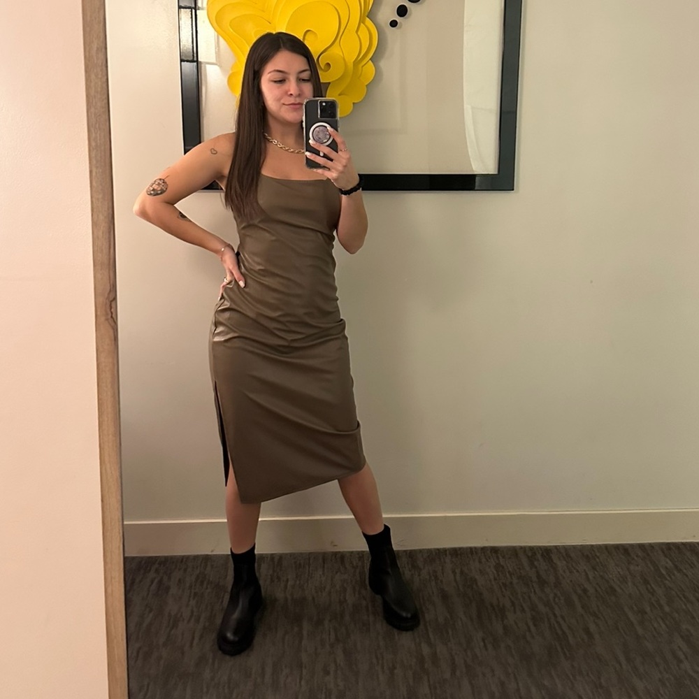 Women’s Wild Fable Dark Taupe Faux Leather Slip Dress